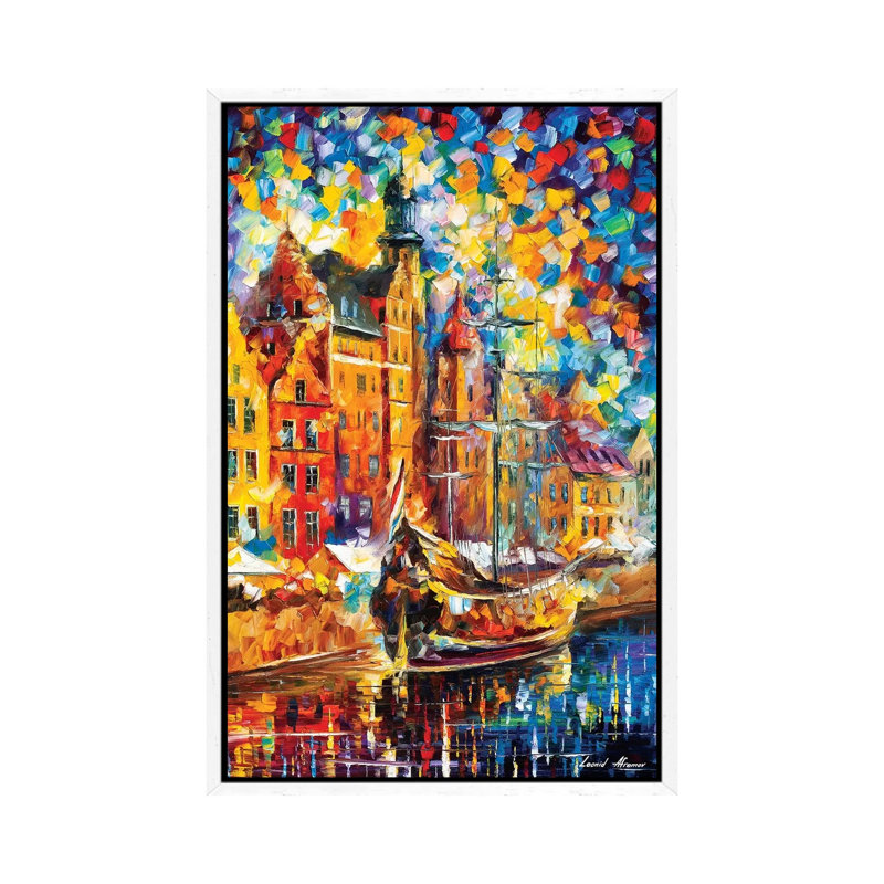 Old Dock 1 Piece Painting on Canvas, 66.04 cm H x 45.72 cm W, White Framed Canvas