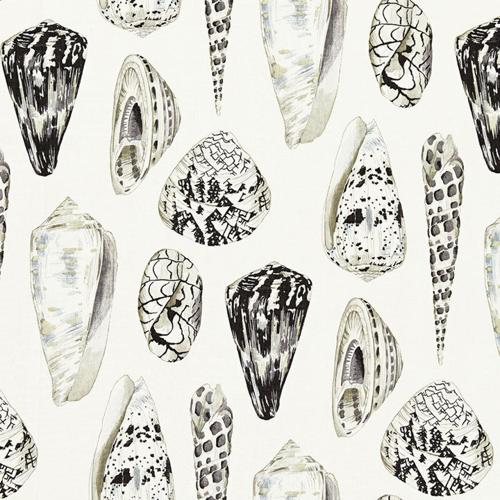 Jardin Coquina Linen Fabric, Graphite