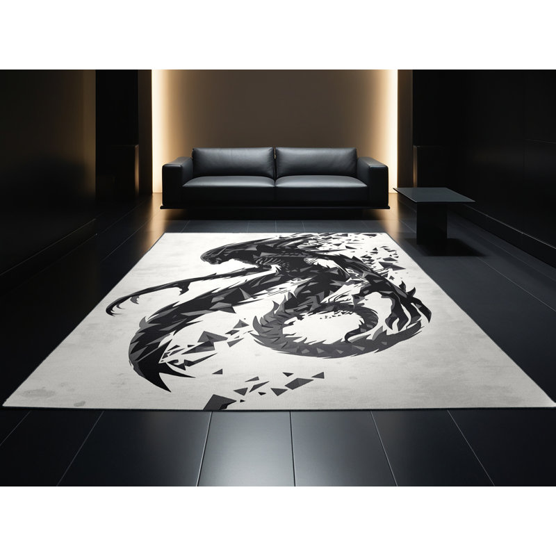 Tapis blanc moelleux et moelleux à motif abstrait et élégant, 4 x 6