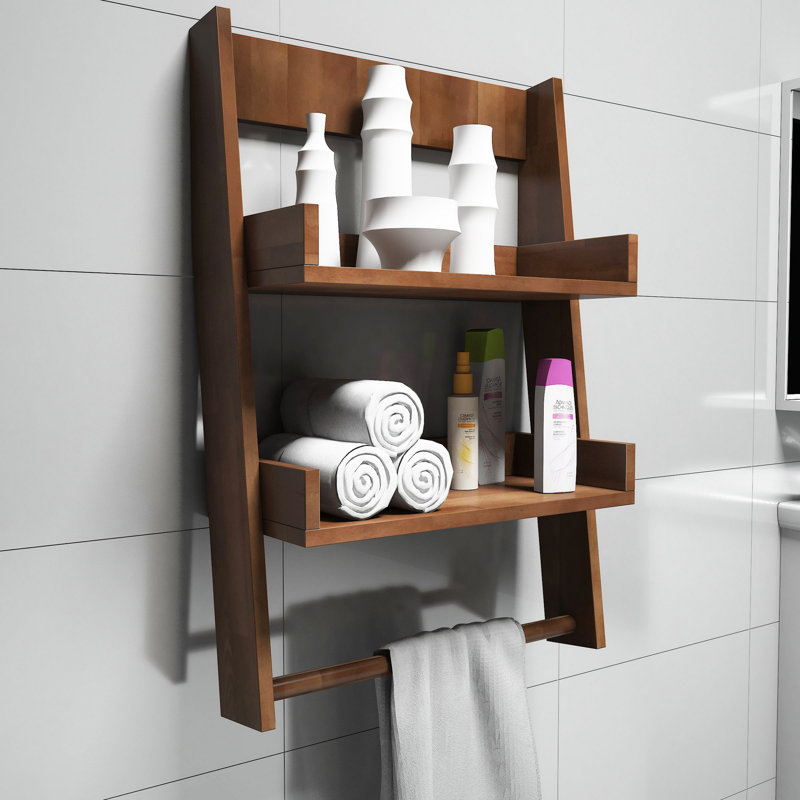Cicero 2 Piece Solid Wood Floating Shelf with Towel Bar