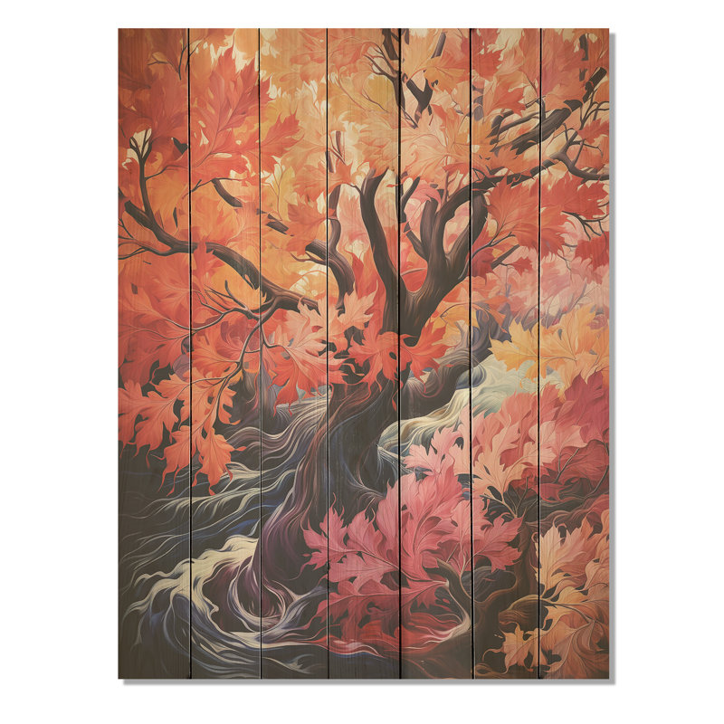 Arbre fauve rose sauvage d'Afrique - arbre africain sur bois, H 20 po x l 10 po