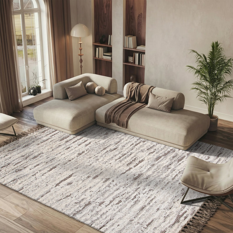 Casablanca Hand Woven Wool Striped Rug, Rectangle 8' x 10'