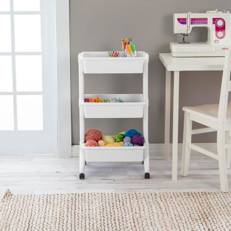 White 3-Tier Utility Rolling Storage Cart Set