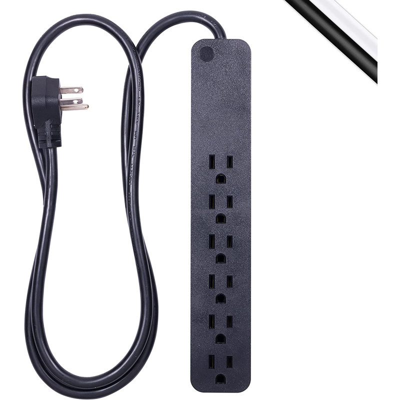 GE 4-ft 6-Outlet Surge Protector, 840J, Black, 37051