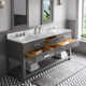 Cronin 72" Carrara White Marble Countertop Bath Vanity with Faucet and Mirror