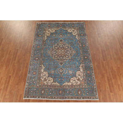 Over-Dyed Blue Traditional Area Rug 7x10