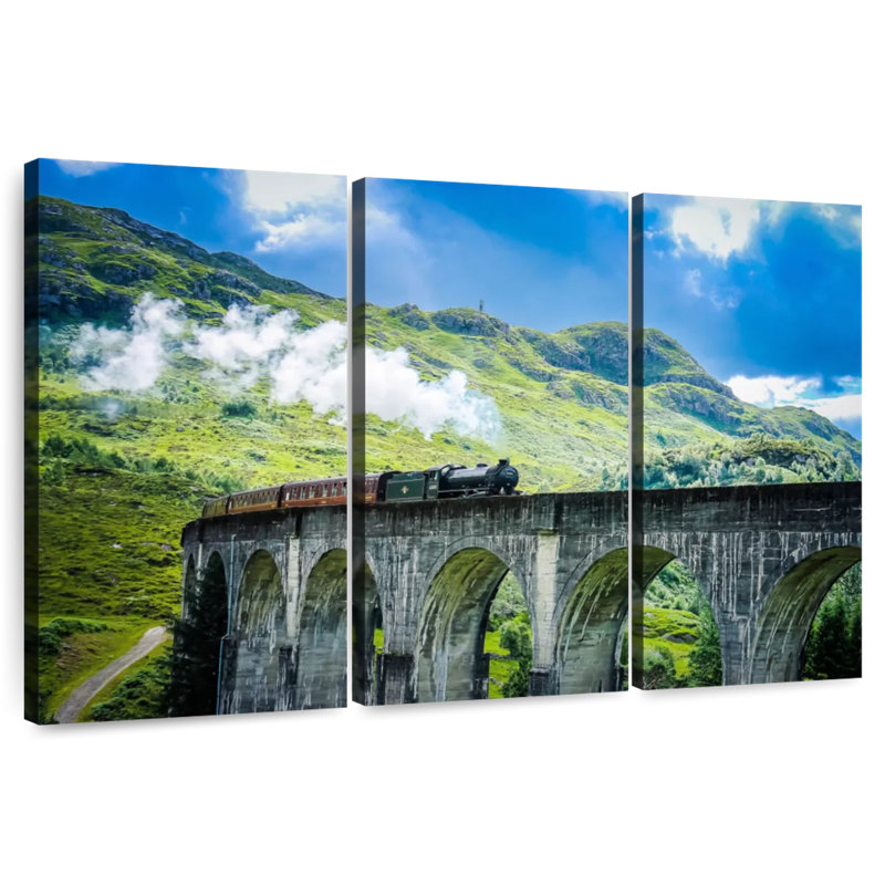 Lilie train à vapeur sur un pont en arc, H 28 po x l 45 po