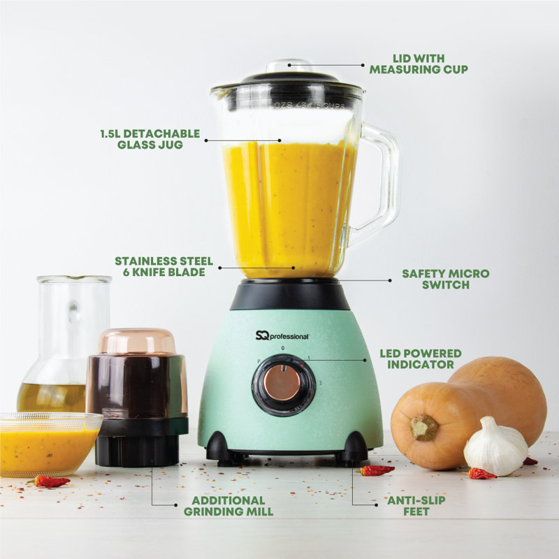 SQ Professional Epoque 2 Speed 1500ml Countertop Blender, Green
