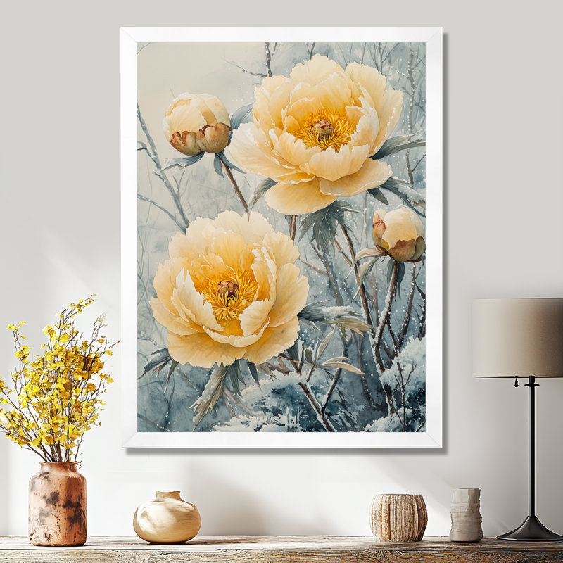 Barnsley - Floral Wall Decor, H 20 po x l 12 po, Reproduction encadrée sans passe-partout, Blanc