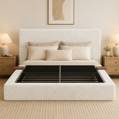 Bed Frame with Adjustable Sliding Side Table