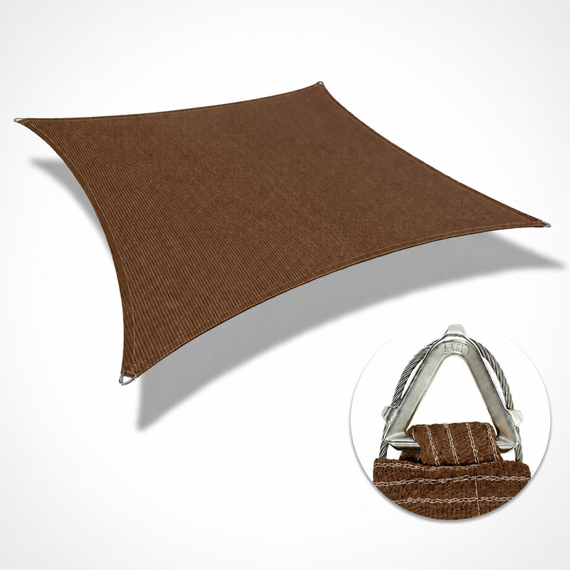 Voile d'ombrage carré Amgo Pro Ring, 18 pi x 18 pi, Brun