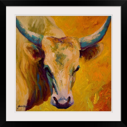 Anke " Creamy Texan " by Marion Rose, 20" H x 20" W x 1" D, Black Frame