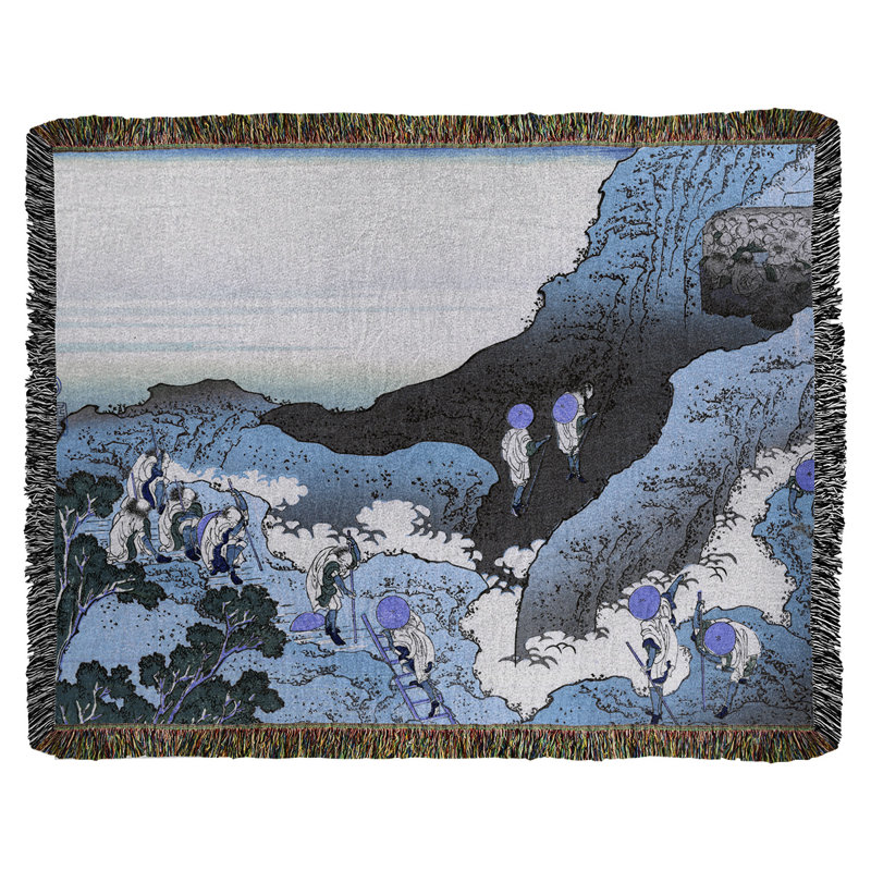 Katsushika Hokusai Hand Woven Throw Blanket, Blue