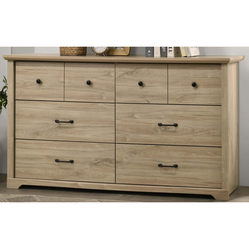 Commode à 6 tiroirs - Boutons en métal, poignées, capacité de 35 lb pour le plateau / tiroir, dispositif de retenue, glissières lisses