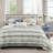 Reversible Coastal Quilt Set with Embroidered Throw Pillows