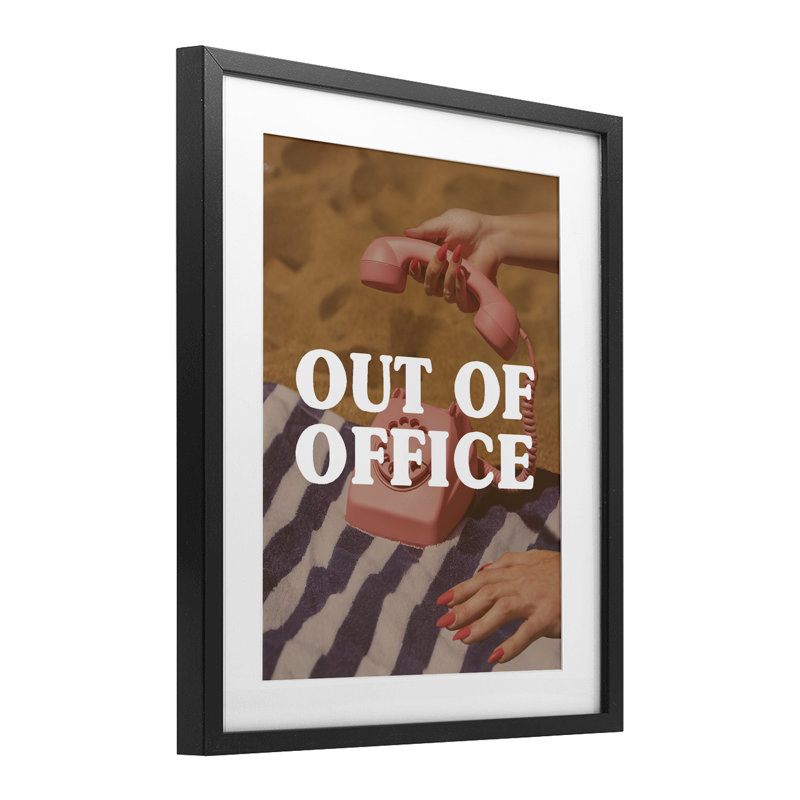 «Out of office rose», reproduction encadrée de téléphone sous verre, design par Lil 'Rue, Cadre noir minuit