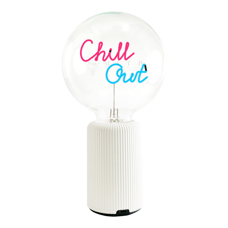 Ampoule CHILLOUT rouge / bleu avec base Lampe de table PORTABLE Pop Nomad, H 19 po x l 6,8 po x P 13 po, Blanc