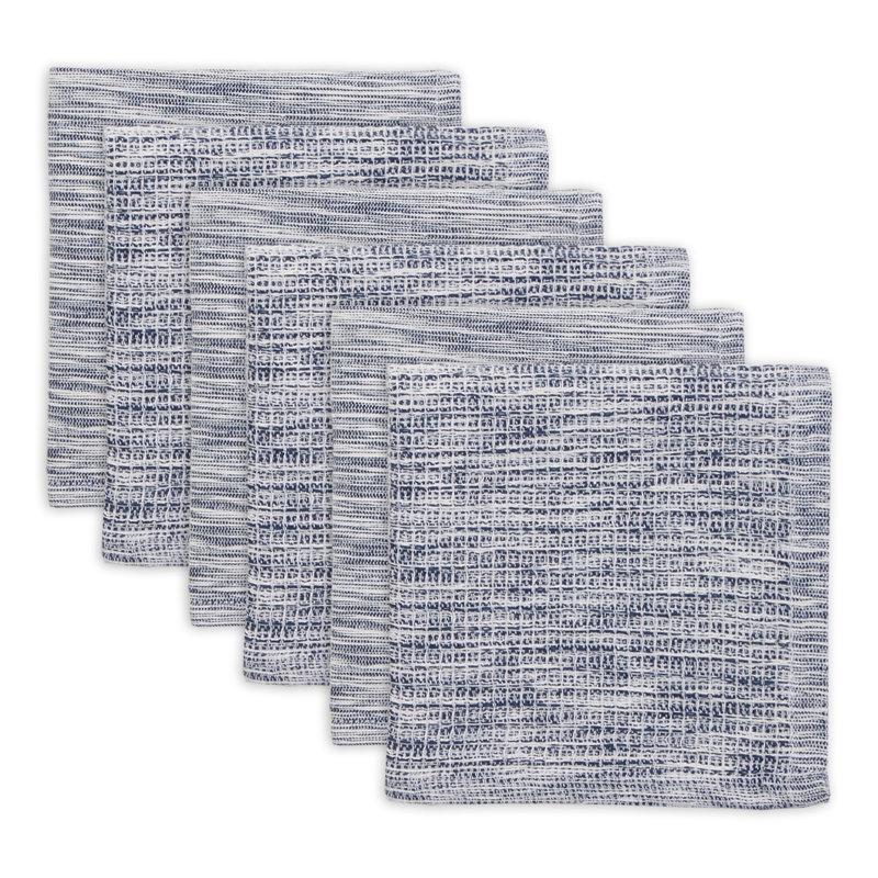 Cotton Waffle Dish Cloth Kitchen Towel, Navy/Off White