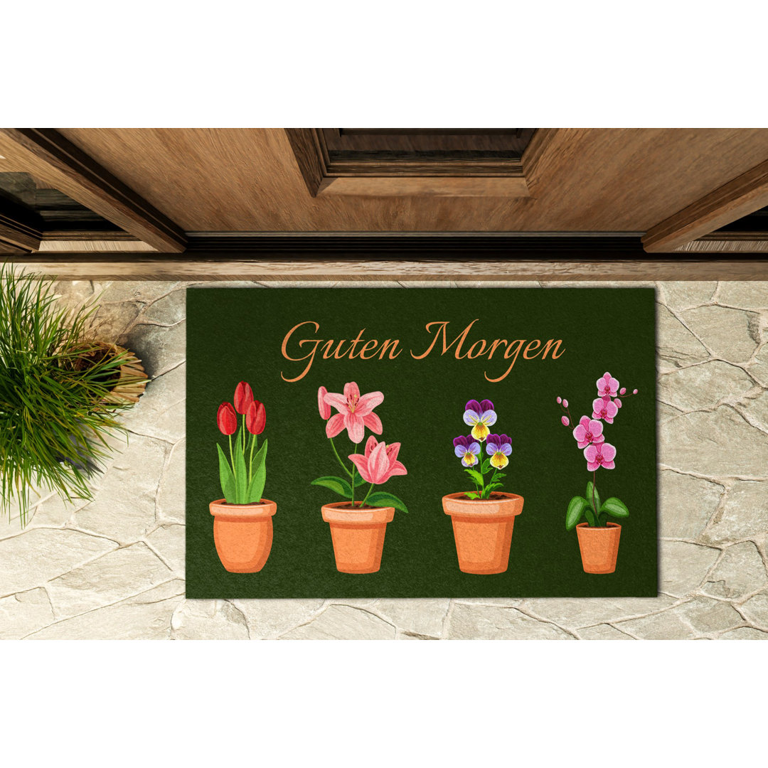 Blumen im Topf B60 x L90 cm Rutschfeste Türmatte für draußen