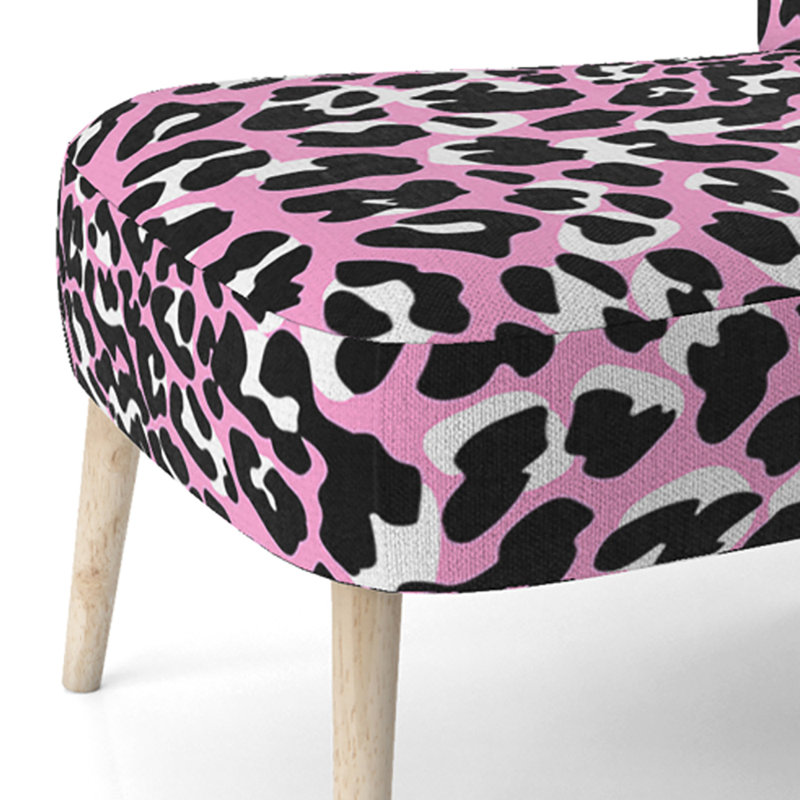 Chaise d'appoint rembourrée rose et noire léopard