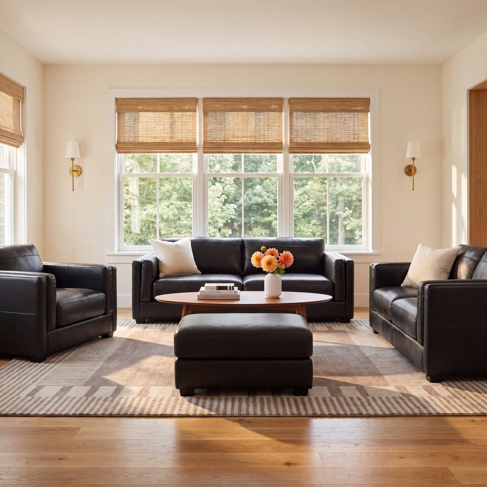 4-Piece Top Grain Leather Living Room Set