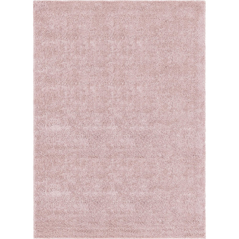 Tapis rose en polypropylène tissé à la machine à poils longs Fragos, Rectangle 8 pi x 11 pi