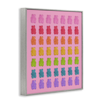 Rainbow Candy Bears on Pink Framed Giclee, design by LISH Creative