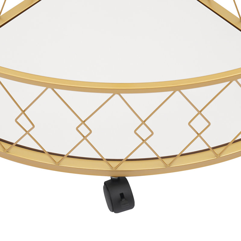 Portant d'angle avec roulettes, support de rangement mobile avec crochets et tablette, Doré