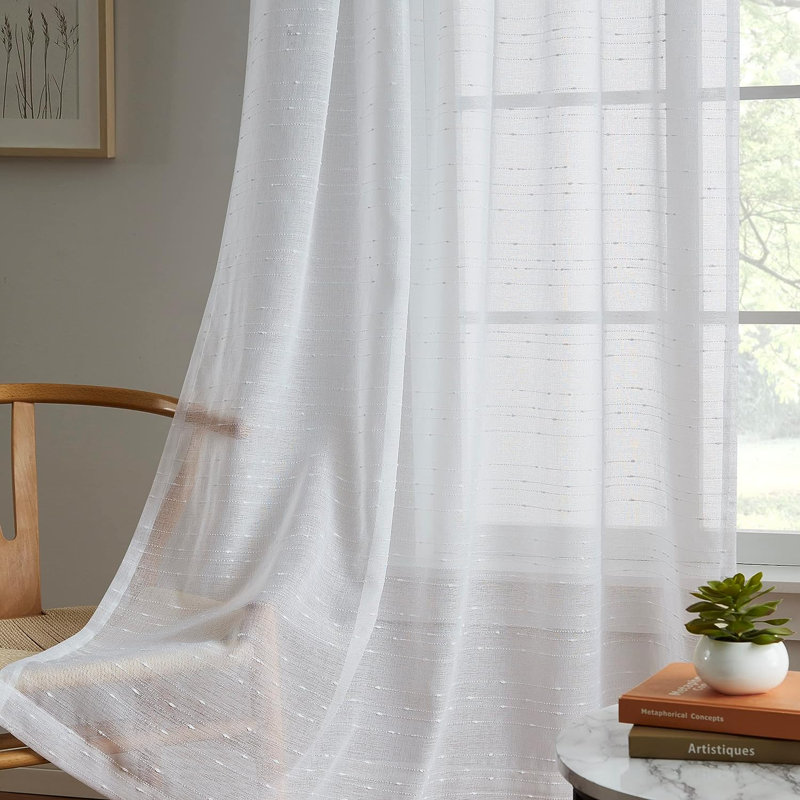 Rideau en polyester Valerle, L 54 po x H 84 po, Blanc