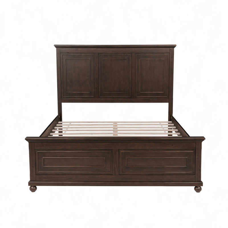 Lit de style traditionnel avec tête et pied de lit, lit en bois de pin avec cadre de lit renforcé