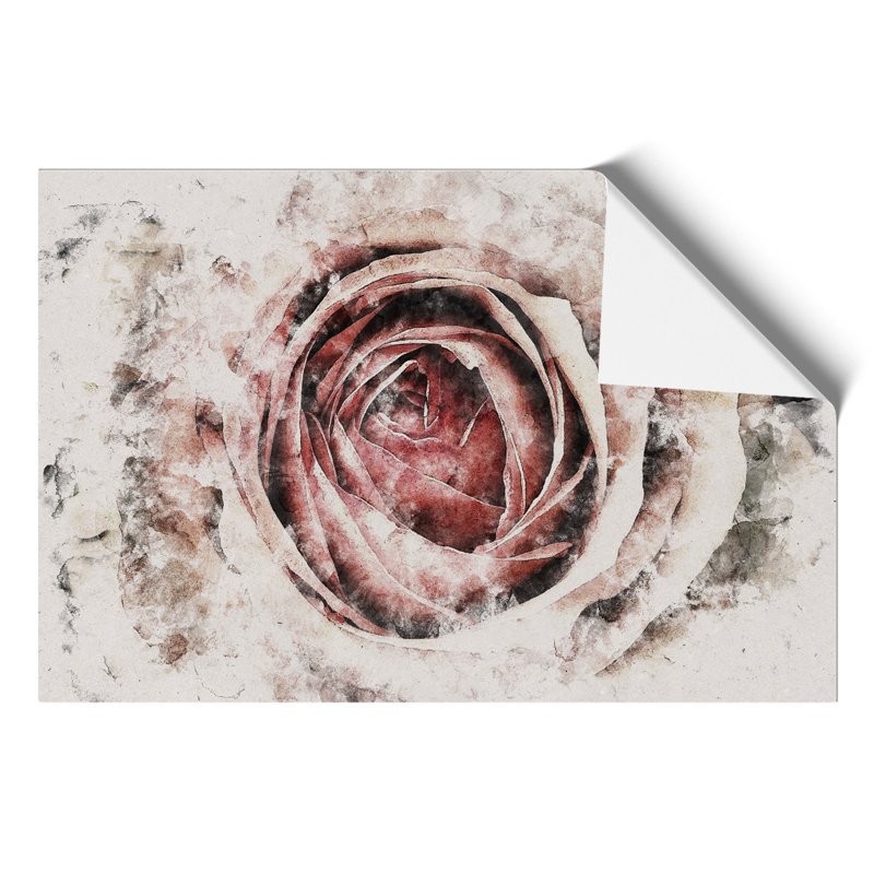 Pink Rose Flower Watercolour - Frameless Print, 59cm H x 84cm W x 0.1cm D