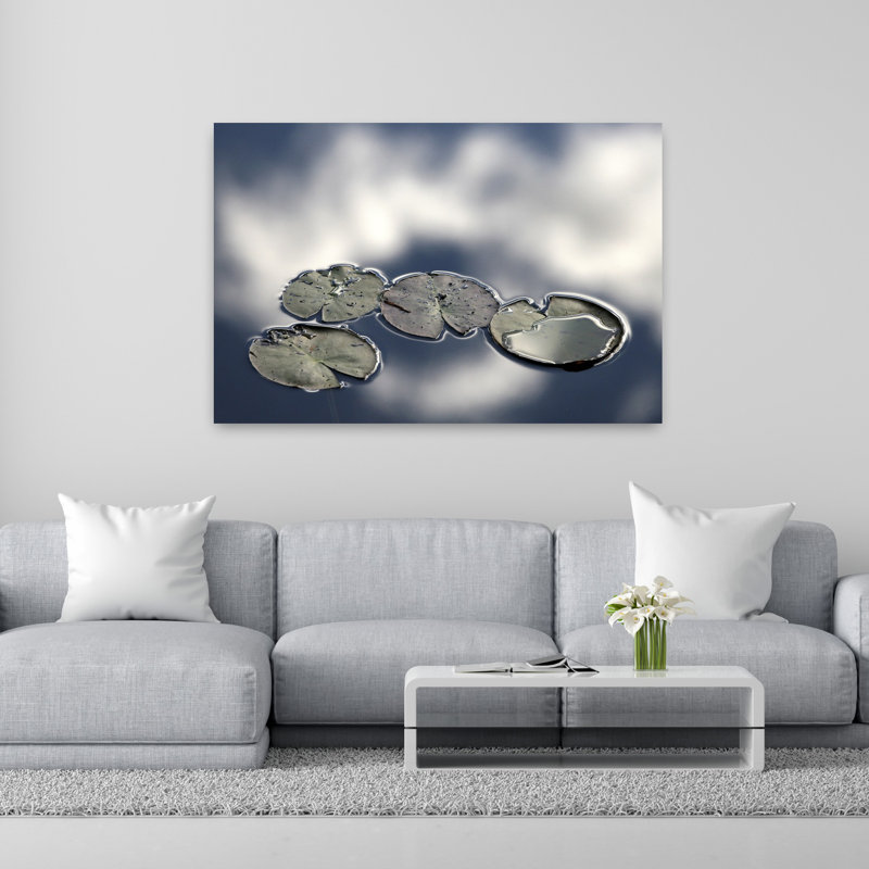 Art mural contemporain paysage de lis serein minimaliste, H 40 po x l 60 po