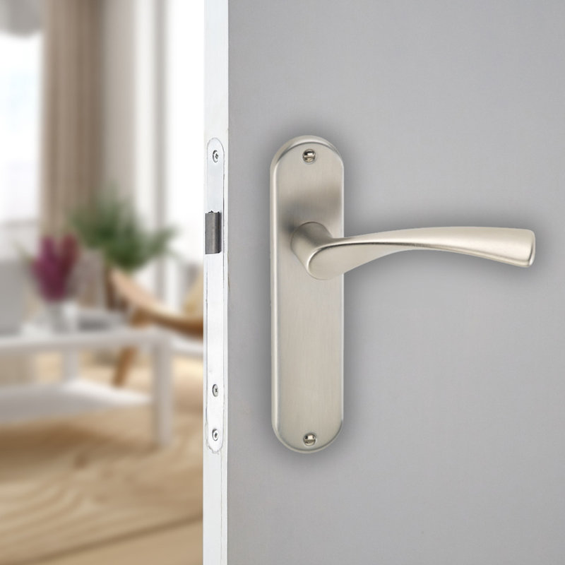 Door Handle, Satin Nickel Plain