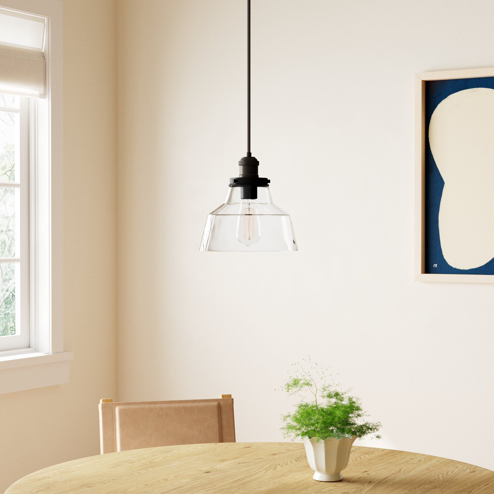Topanga Single Light Glass Dimmable Pendant, Painted Aged Brass/Dark Weathered Zinc