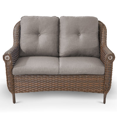 Premium Outdoor Wicker Loveseat Sofa With Comfortable Cushions