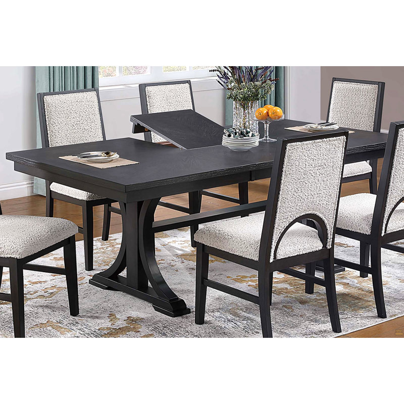Table rectangulaire de salle à manger en bois de couleur gris anthracite classique