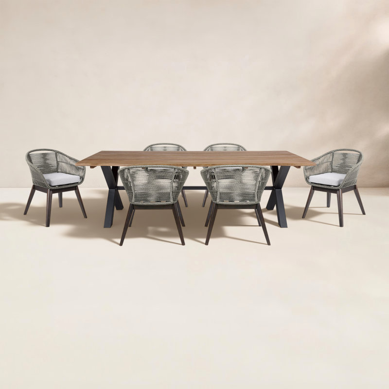 Eloisa Patio Dining Set with Rectangular Table , Cushions Included, 6