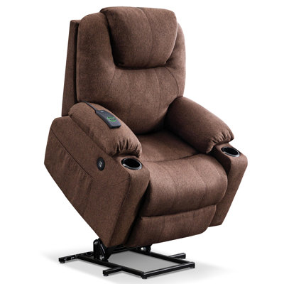 Rosmunda Medium Power Lift Recliner Chair with Massage and Heat for Elderly, 3 Positions, Cup Holders, and USB Ports, 2 Side Pockets, Fabric -  Winston Porter, A1B73336661F4DD18E3EC16465CD927F