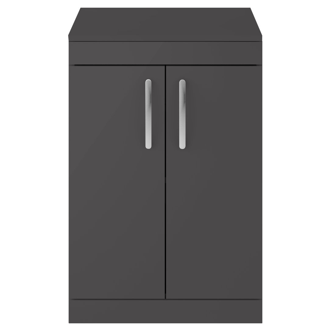 Athena 60.5cm Single Bathroom Vanity Base Only in Gloss Grey