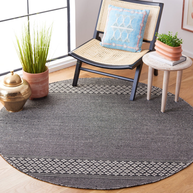 Danytza Flat Weave Cotton Striped Rug, Round 6'