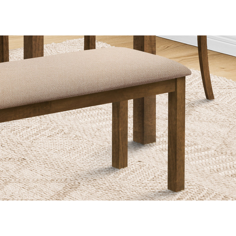 Banc rectangulaire de 42 po avec pieds bruns et revêtement beige pour la cuisine dans des sièges supplémentaires