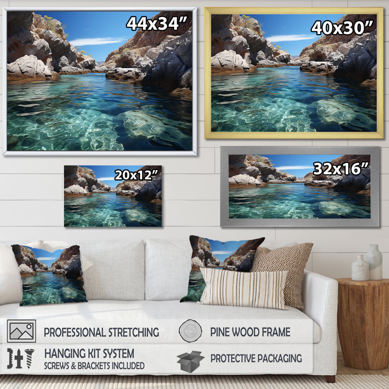 Greece Melian Contrasts - Landscapes Wall Decor, H 16 po x l 32 po x P 1 po, Cadre photo blanc
