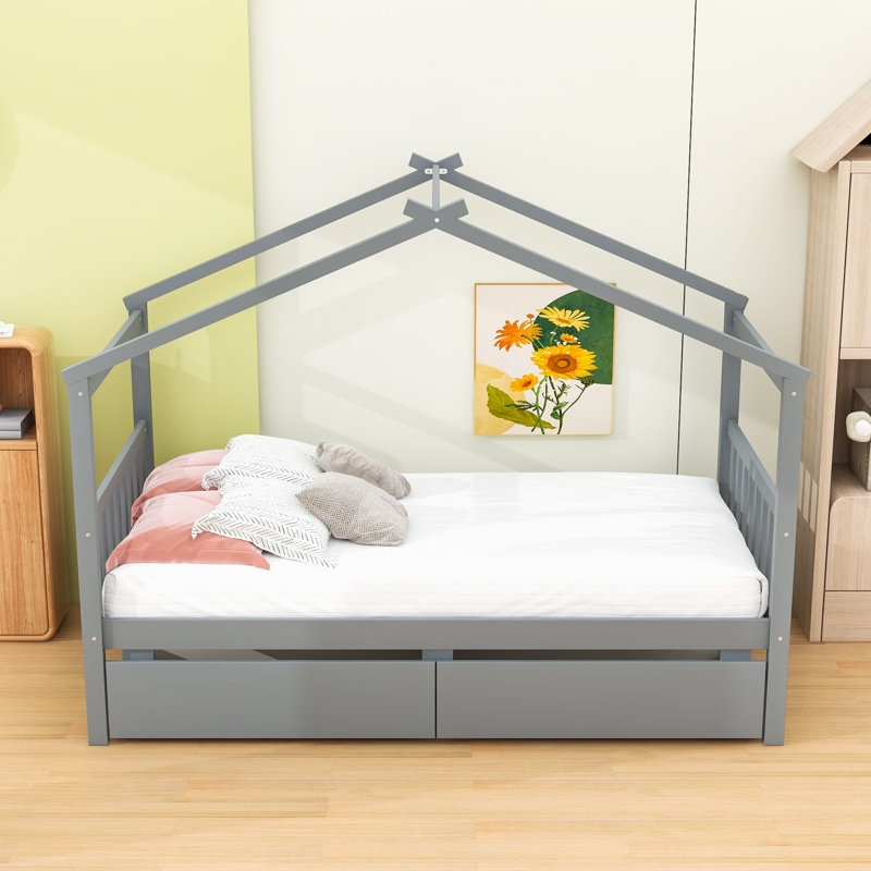 Lits 2 tiroirs Dailene par Gracie Oaks, gris, Simple