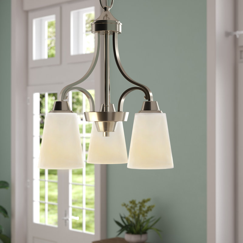Lustre traditionnel à 3 lumières à abat-jour Colfax, Nickel poli brossé