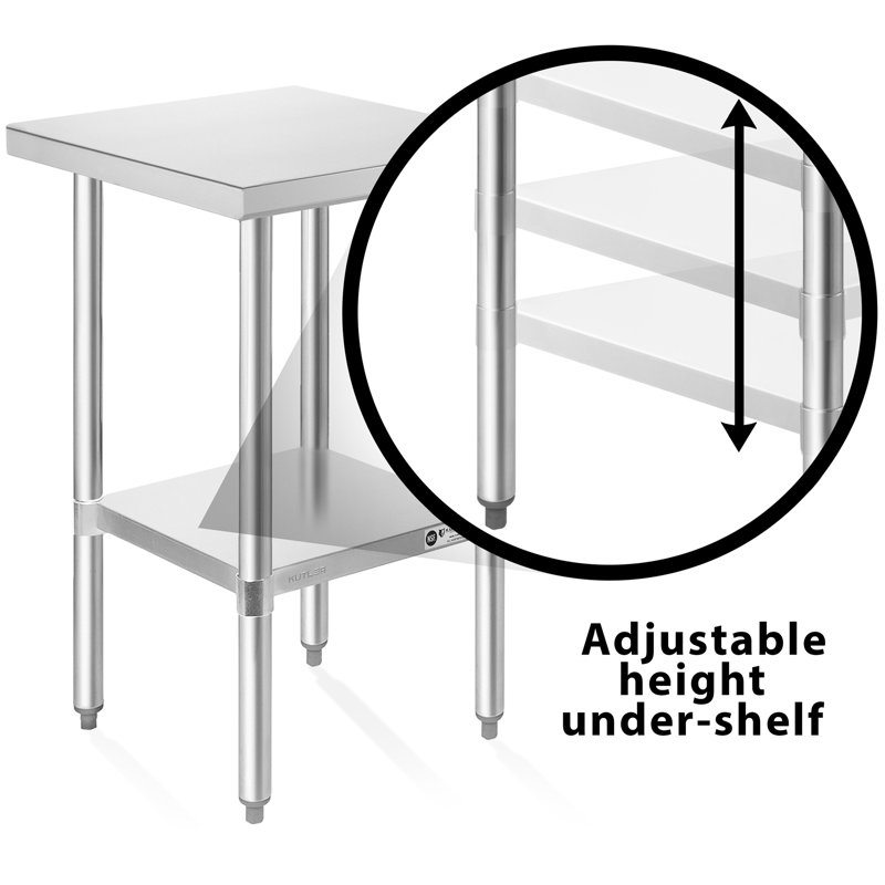 KUTLER Stainless Steel Commercial Prep Table with Wheels