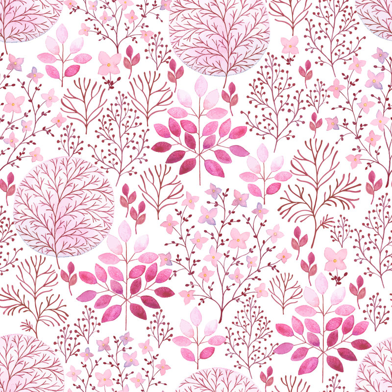 Panneau de papier peint à branches roses L 10,4 pi x l 25 po