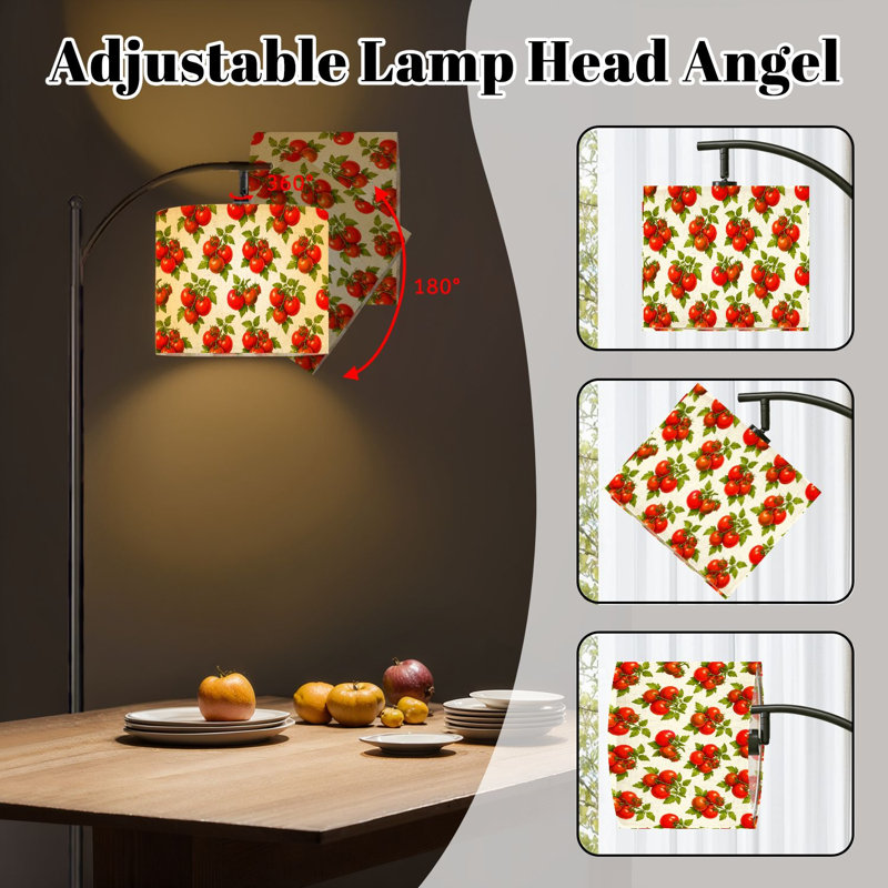  Lampe sur pied arc sans soudure rouge tomates mûres haute lampe sur pied moderne abat-jour réglable en lin 3 températures de couleur