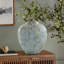 Vase de 15,35 po en grès cuit et en céramique bleu poussiéreux, glaçure réactive verticale rayée réversible, vase de table artisanal pour ferme rustique et décor bord de mer