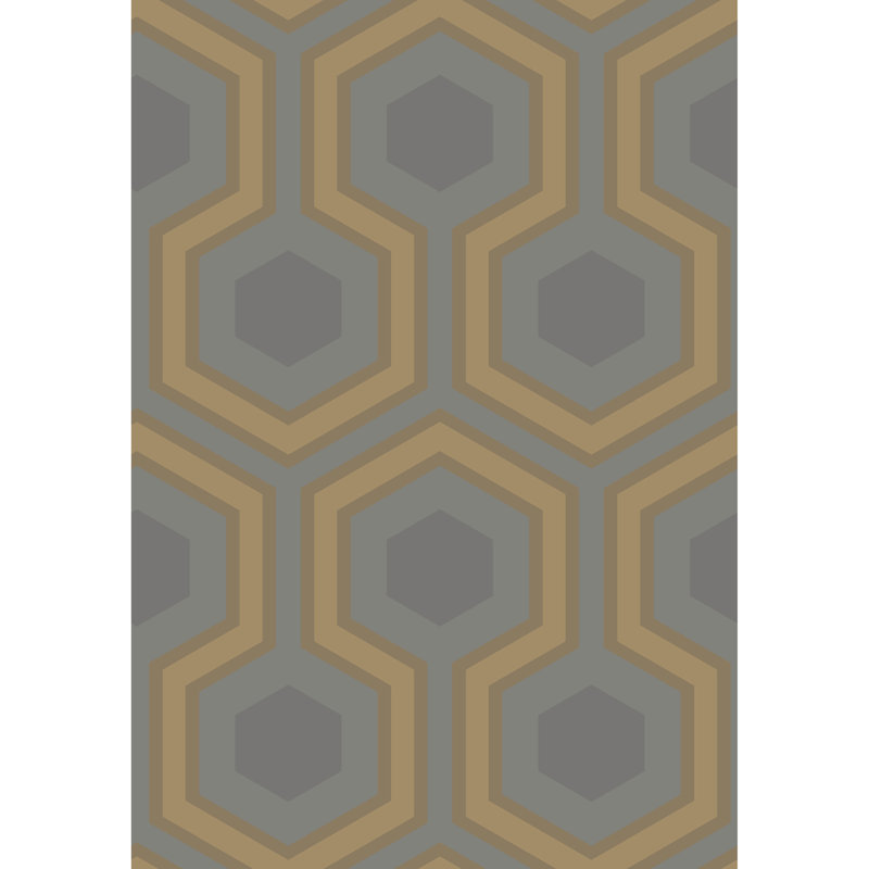 Hicks Grand Geometric Wallpaper Roll, Slate/Bronze