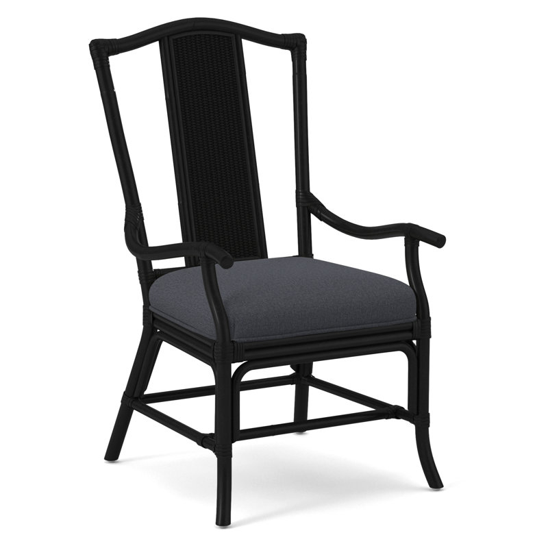 Drury Lane Slat Back Dining Arm Chair, Black, Gray Sugar Performance; 0863-84